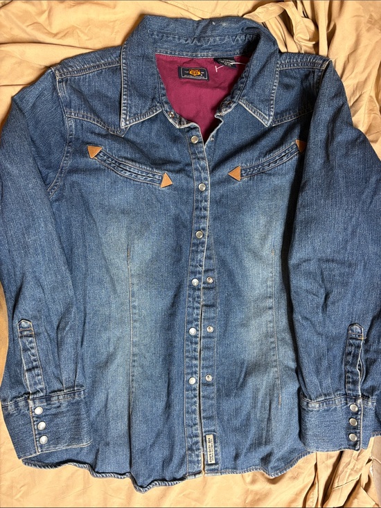 Route 66 Jackets & Blazers - Vintage Denim Route 66 Western Shirt Jacket - Blue